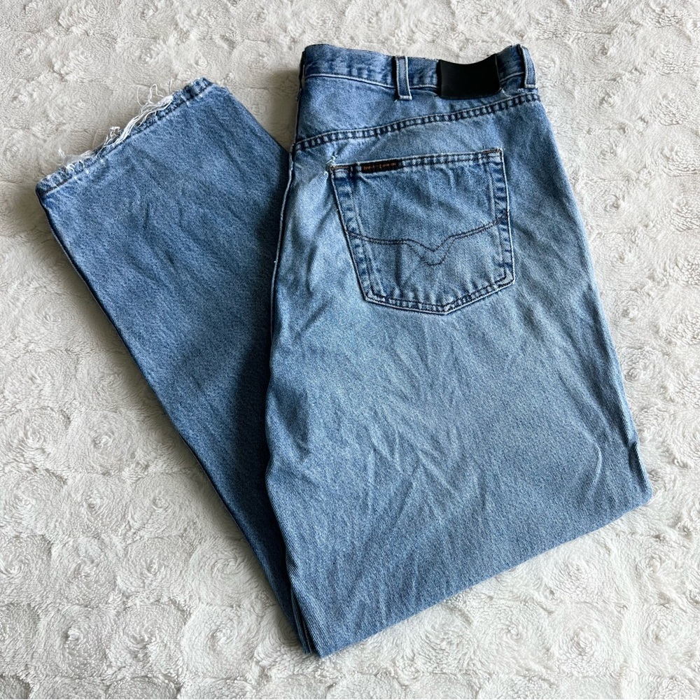Harley Davidson Jeans Mens 40x30 Blue Distressed Faded Biker Streetwear Grunge